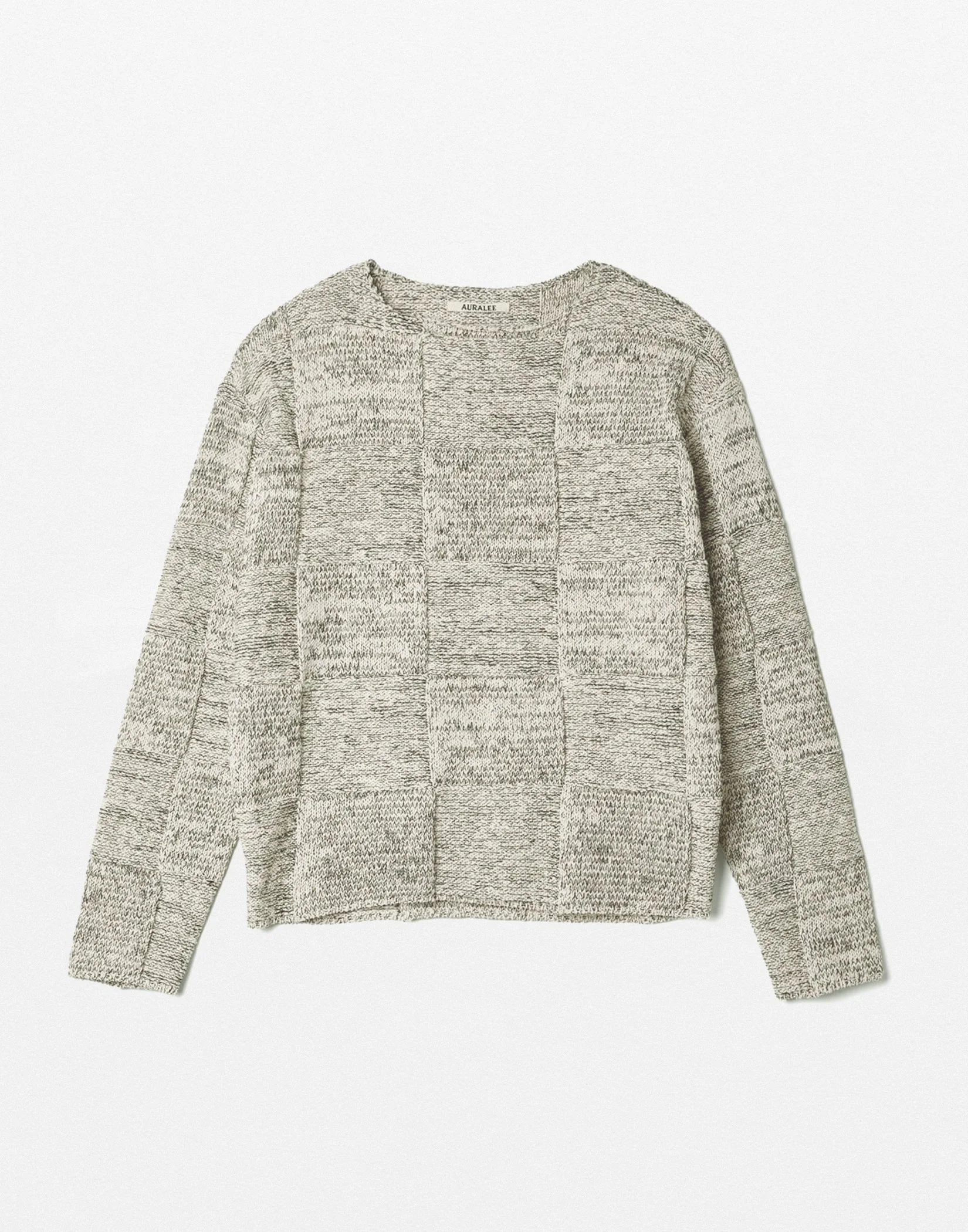 Auralee - STRUCTURED COTTON LINEN PANEL KNIT BOAT NECK PULLOVER
